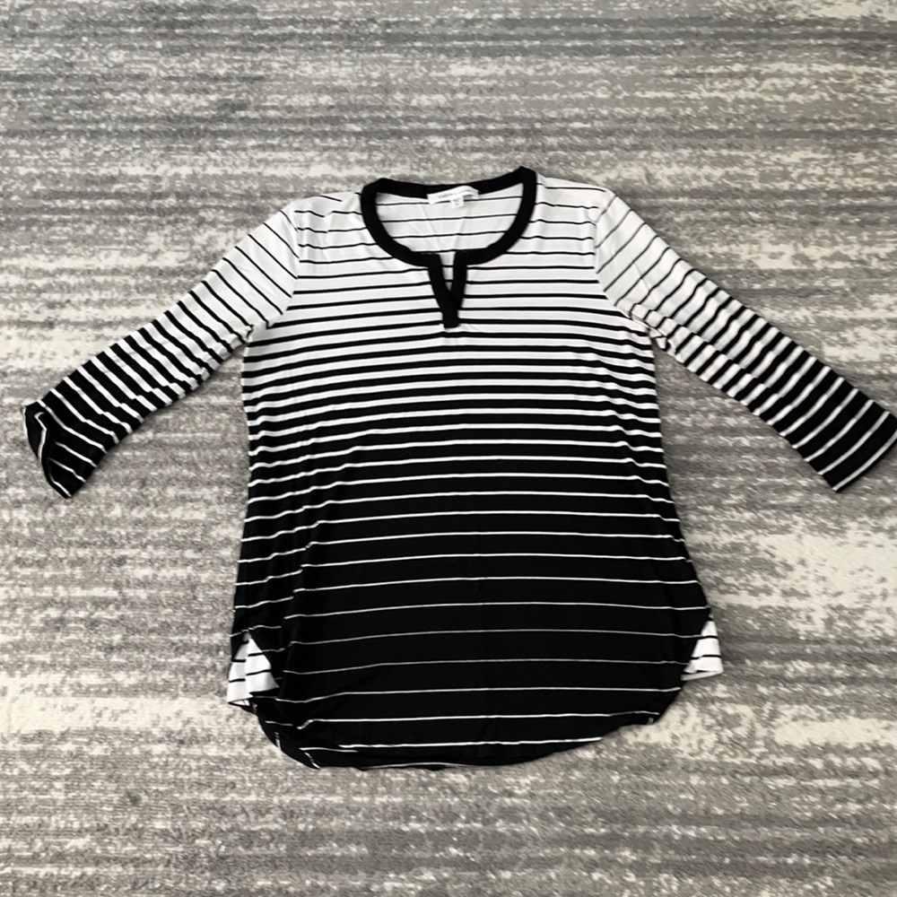 Karen Kane Black and White Striped Top Size XL